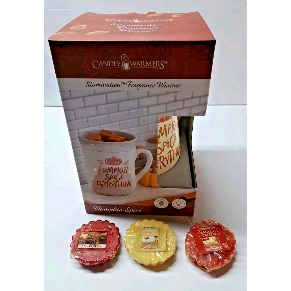 Candle Warmers Illuminated‎ Fragrance Warmer w/3 Yankee Candle Wax Melts NIB
